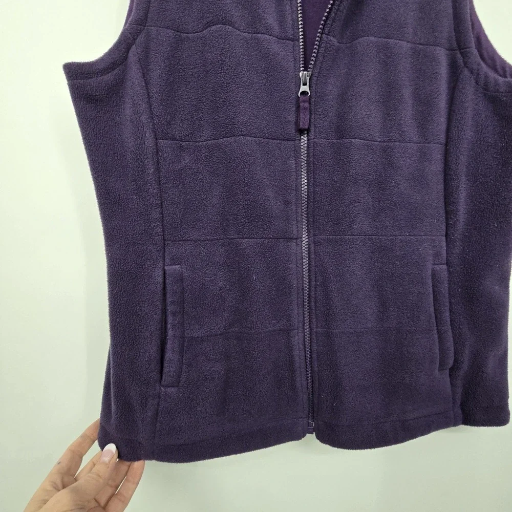 Land's End Full Zip Fleece Vest Women's MED Purple Plum Pockets‎ Outdoor Cozy
